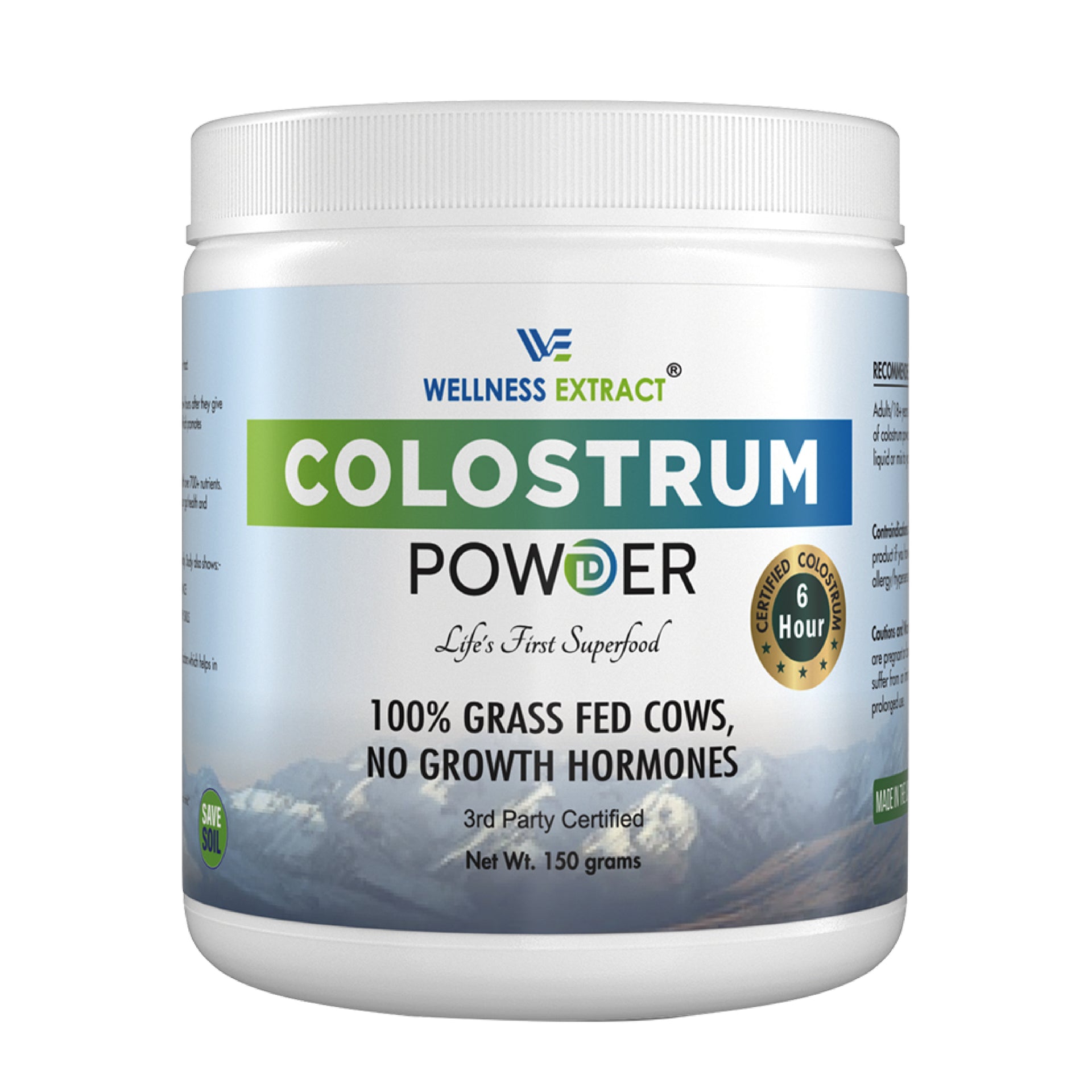 Bovine Colostrum Powder 150 g | Protein Lactoferrin Supplement | Hormone Free | True 6 Hour Extracted